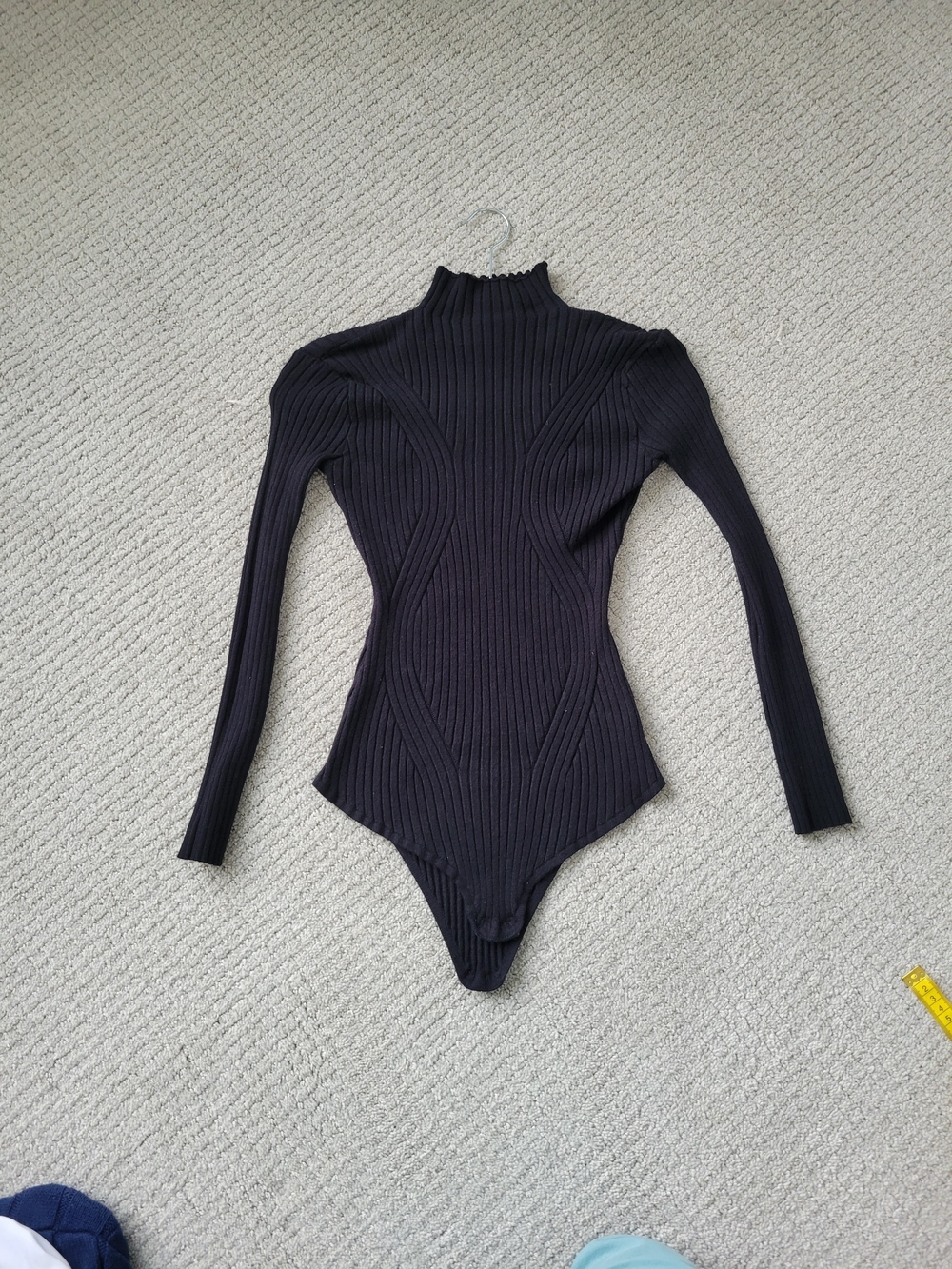 Lulu's Black Ribbed Mock Neck Long-Sleeve Bodysuit